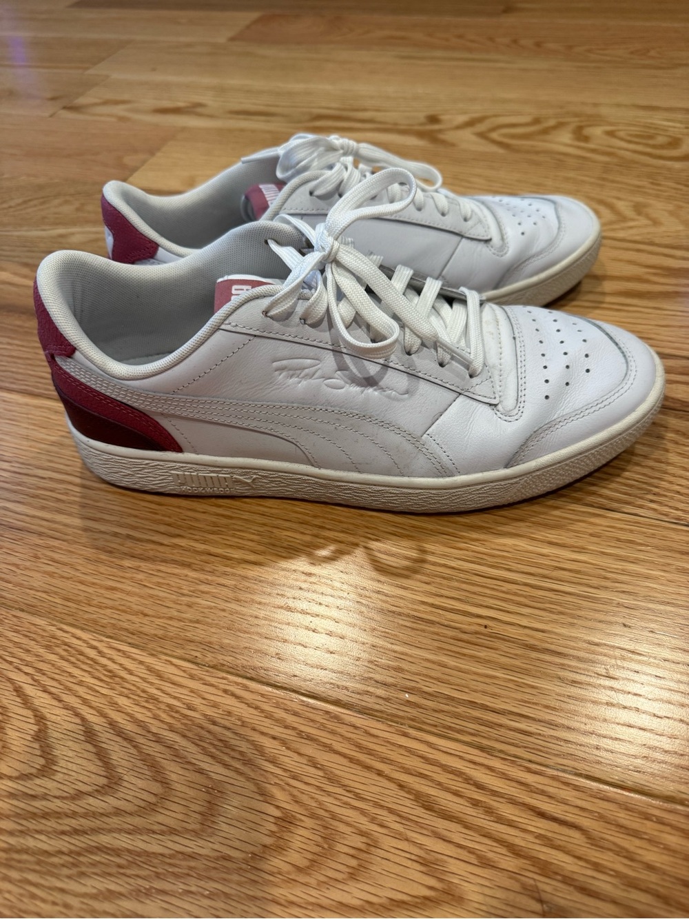Puma White Sneakers with Pink Heel Accent